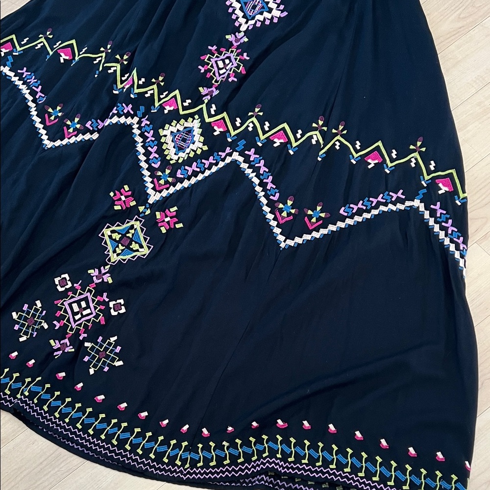 Anthropologie Black Maxi Dress with Colorful Embroidery - Picture 4 of 10